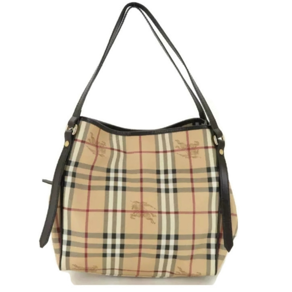 AUTH BURBERRY HAYMARKET CHECK CANTERBURY TOTE BAG - Picture 1 of 16